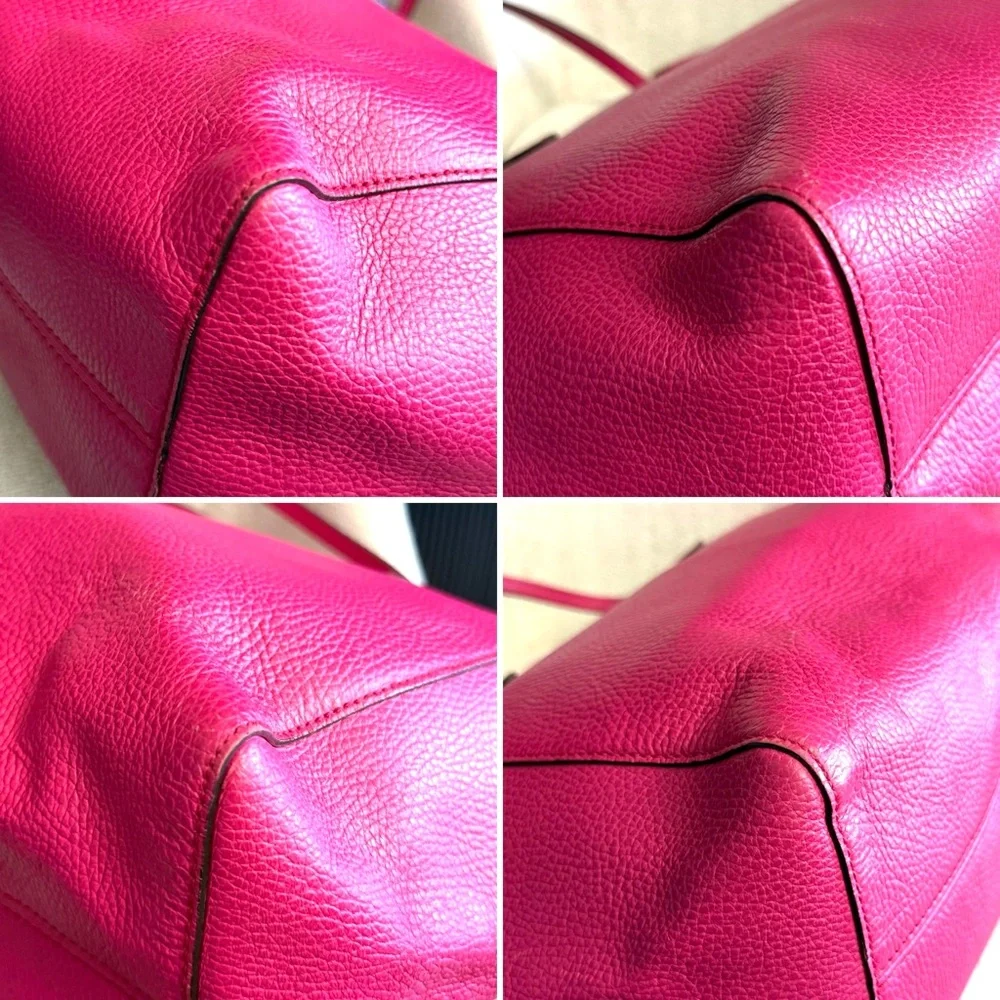 Gucci authentic pink leather large Swing tote bag beige lining